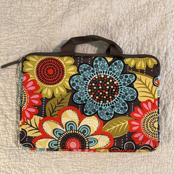 Vera Bradley Multicolor Floral Padded Laptop Bag, Zipped Closure, EUC - Picture 3 of 8